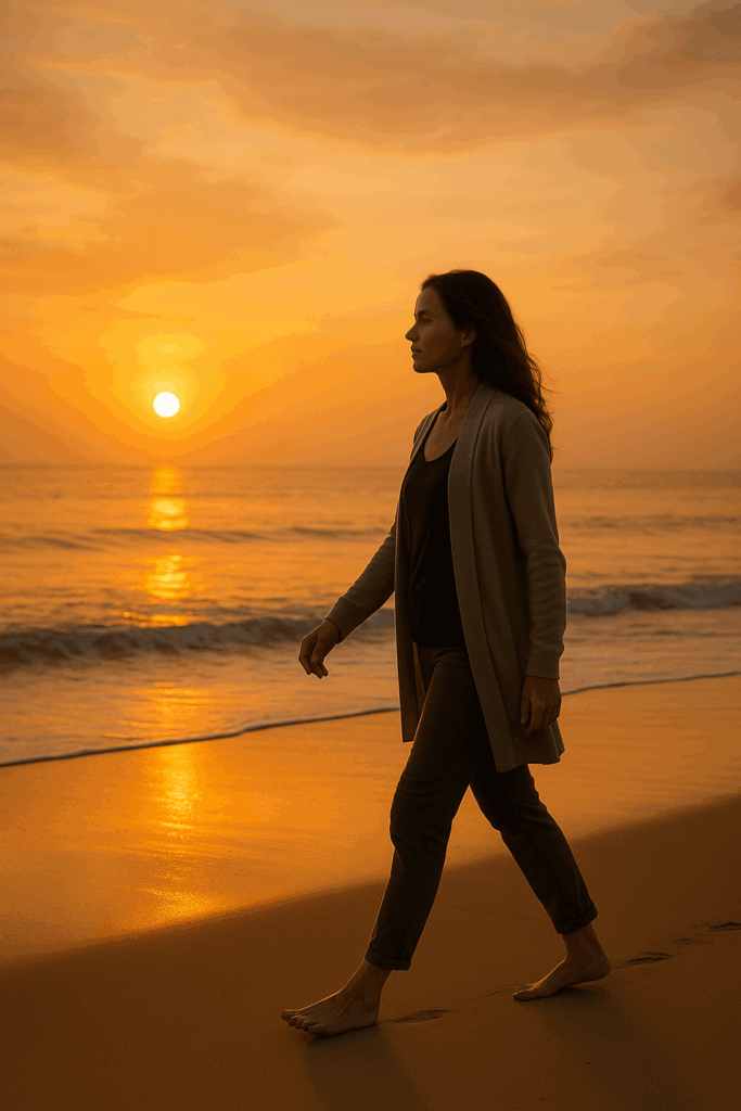 Women walking on the shore
