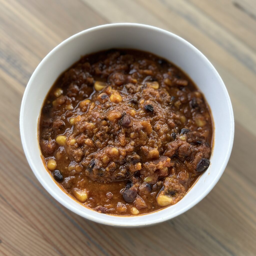 Eva’s sweet potato and beef chili