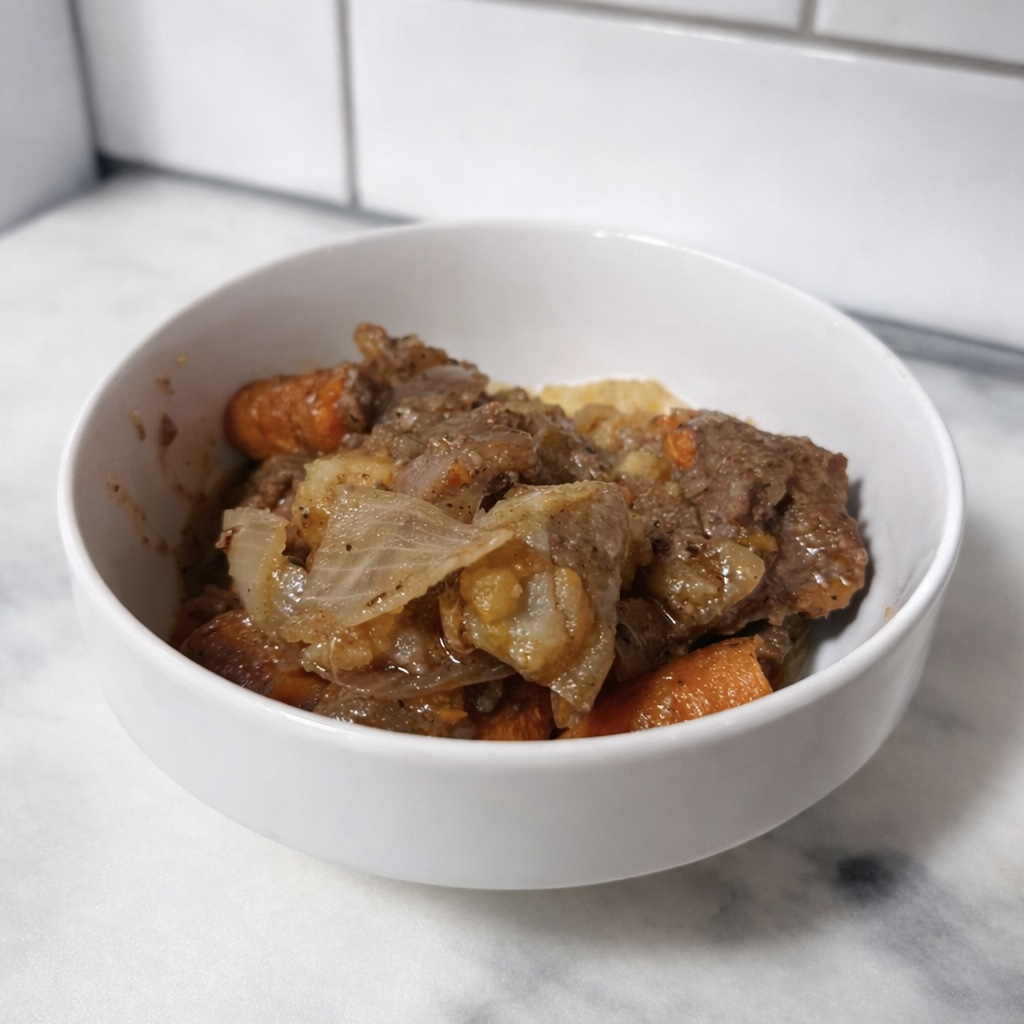 Classic beef stew made in an Instant Pot or slow cooker with beef, carrots, and potatoes