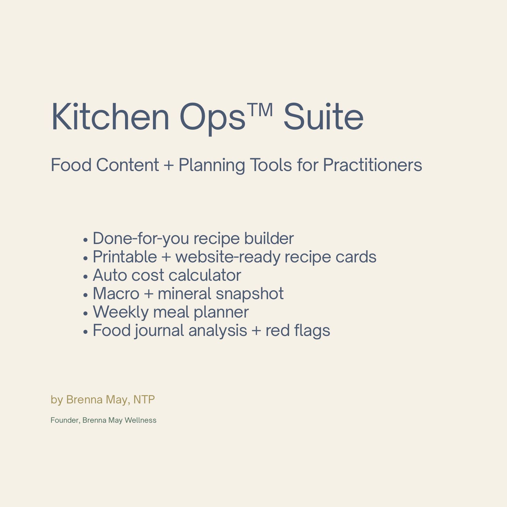 Kitchen Ops™ | Culinary Infrastructure Suite (Practitioner Edition)