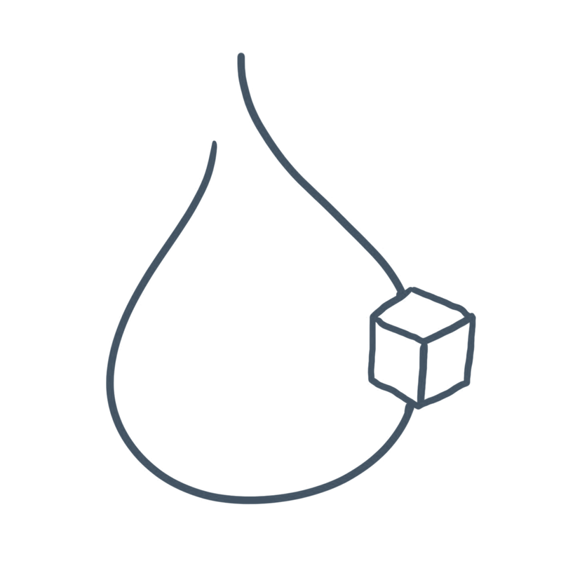 Hand-drawn droplet and sugar cube icon
